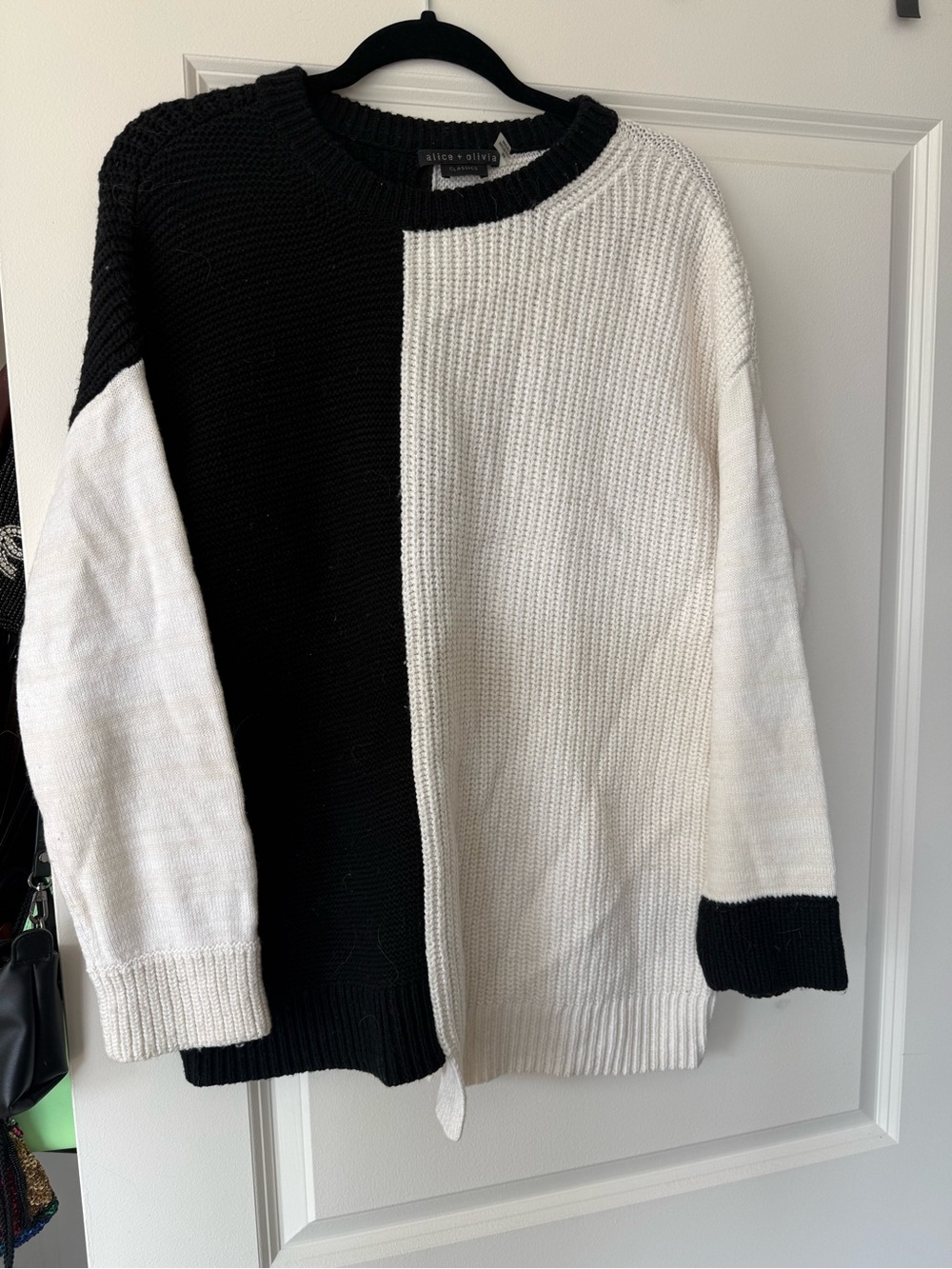 Alice + Olivia Two-Tone Black and White Crewneck Sweater